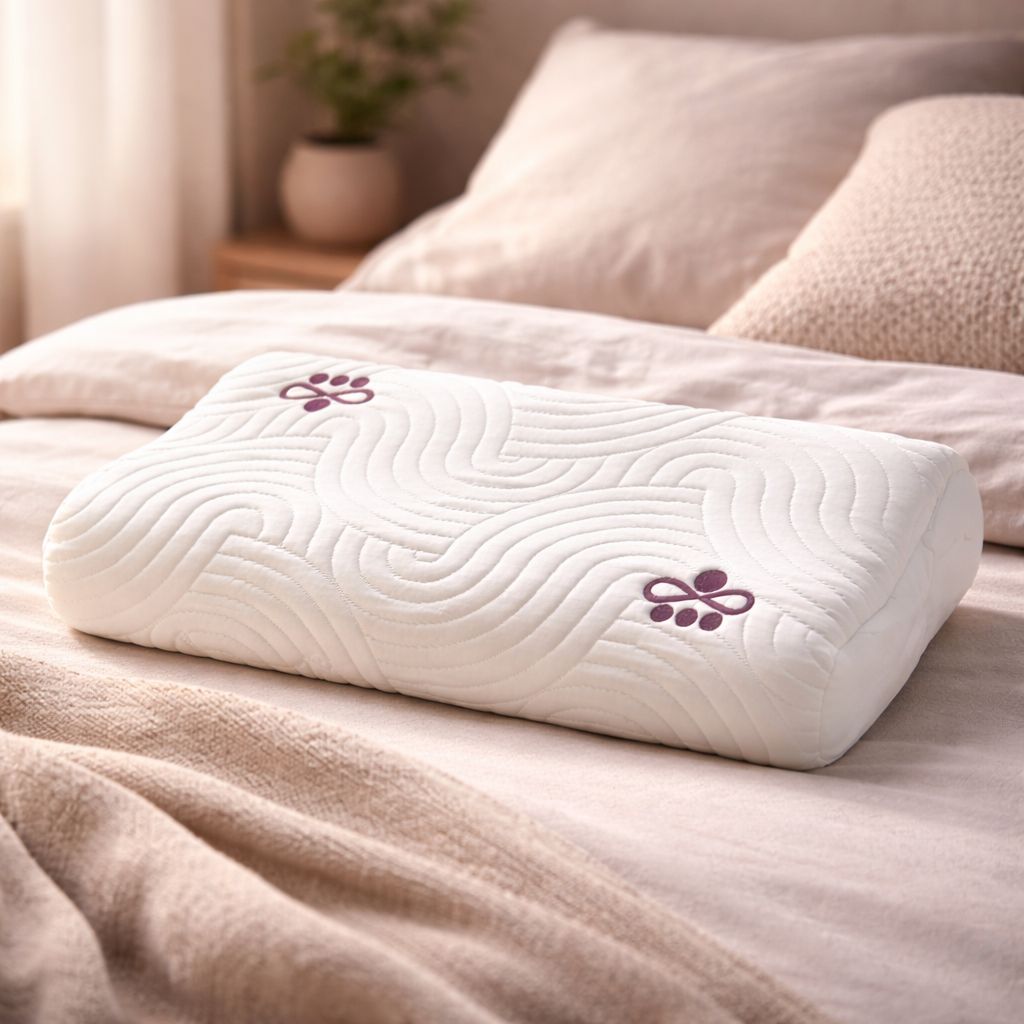 Almohada SomnoBalance en un ambiente tranquilo de tonos lavanda